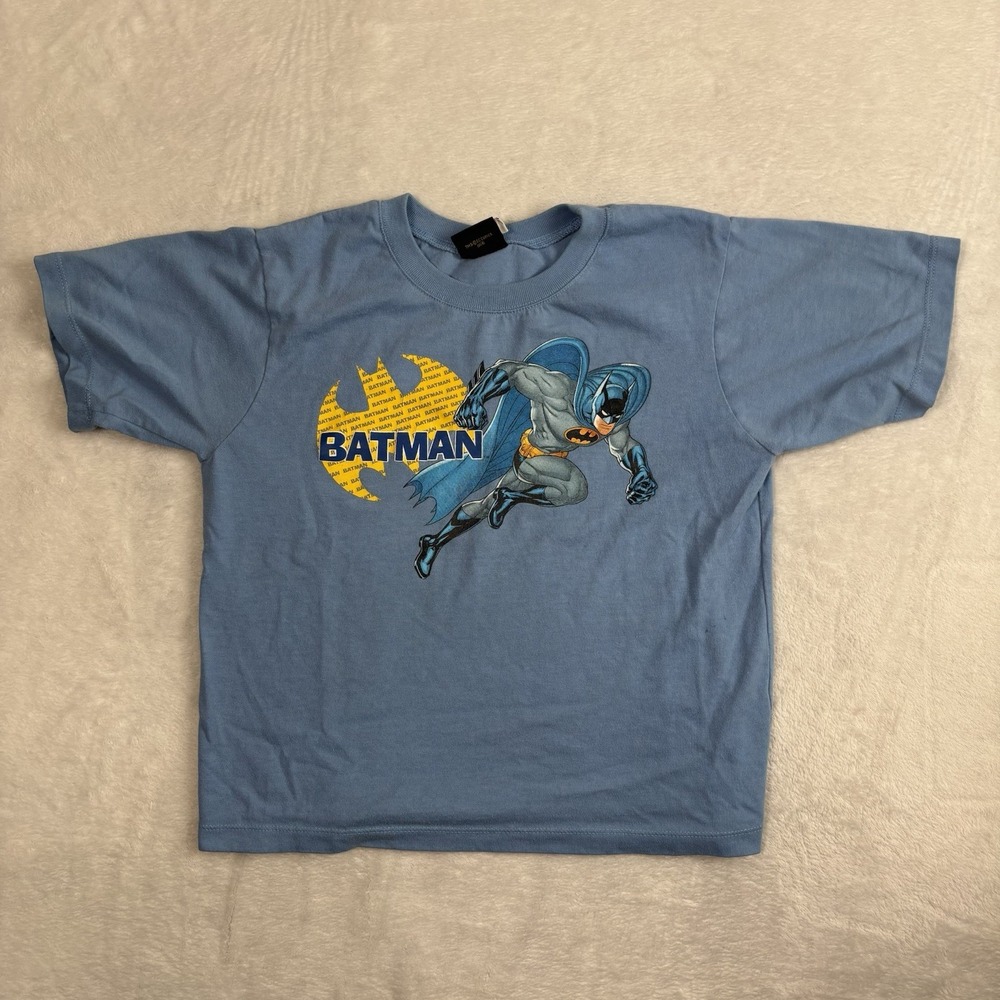 VTG Batman Blue‎ Short Sleeve Graphic Shirt Toddlers Kids Size XL Boys